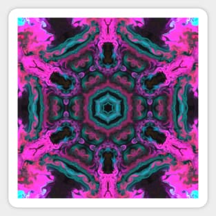 Psychedelic Hippie Flower Pink Black and Teal Sticker